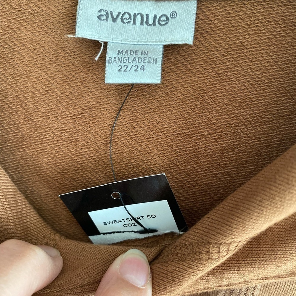 Avenue Women's Plus Size SWEATSHIRT SO COZY - Copper - Picture 6 of 11